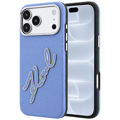 Deksel for Apple iPhone 18 Pro / 17 Pro, Karl Lagerfeld, Smooth Big Resin Signature Logo, Bleu