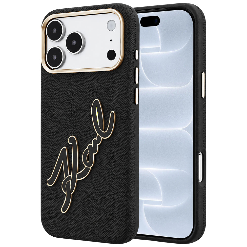 Deksel for Apple iPhone 18 Pro / 17 Pro, Karl Lagerfeld, Smooth Big Resin Signature Logo, Svart