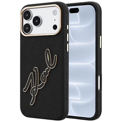 Deksel for Apple iPhone 18 Pro / 17 Pro, Karl Lagerfeld, Smooth Big Resin Signature Logo, Svart