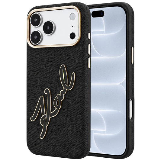 Deksel for Apple iPhone 18 Pro / 17 Pro, Karl Lagerfeld, Smooth Big Resin Signature Logo, Svart