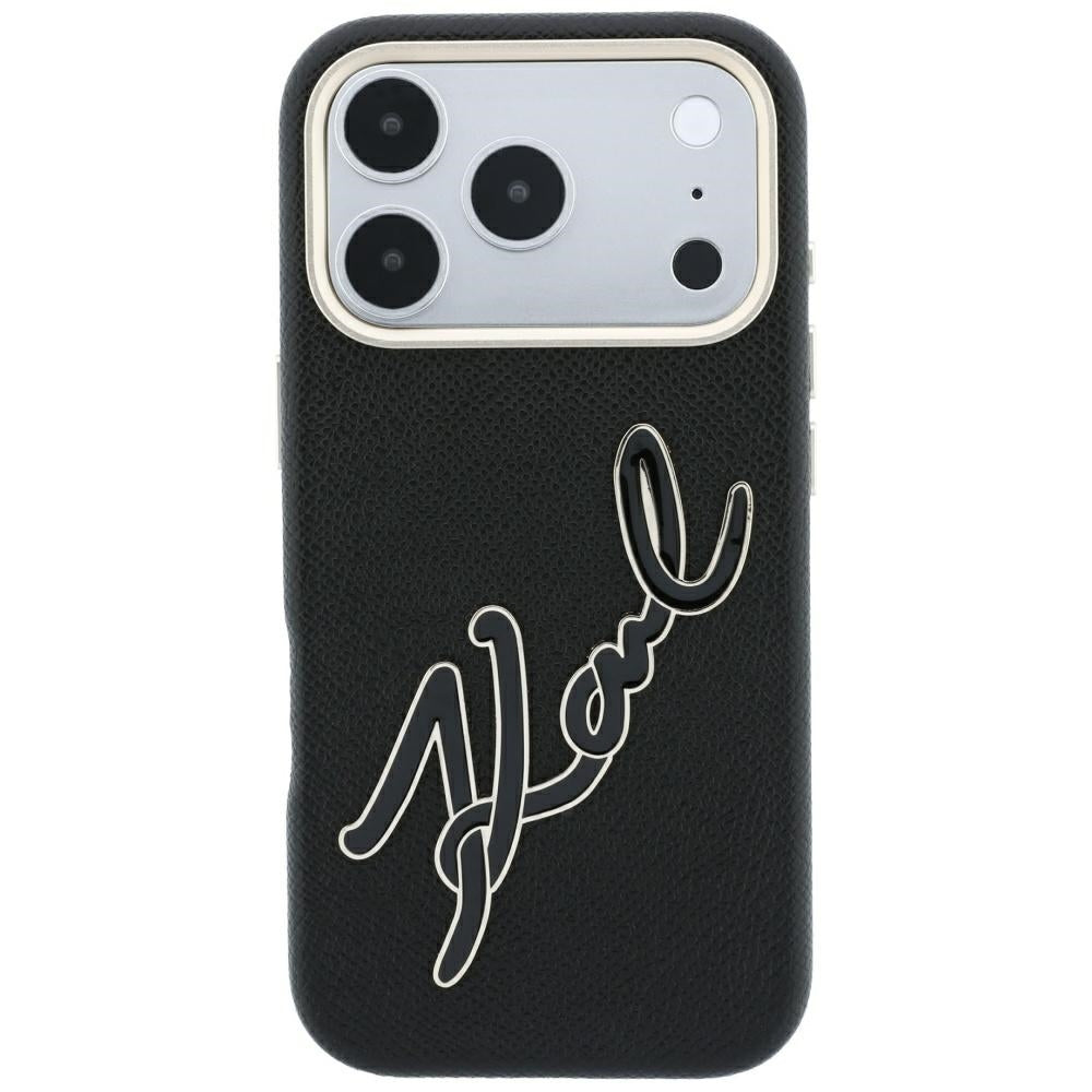 Deksel for Apple iPhone 18 Pro / 17 Pro, Karl Lagerfeld, Smooth Big Resin Signature Logo, Svart