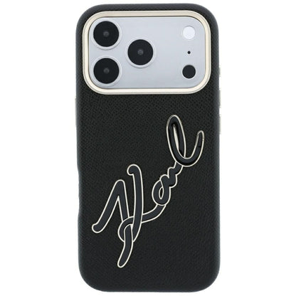 Deksel for Apple iPhone 18 Pro / 17 Pro, Karl Lagerfeld, Smooth Big Resin Signature Logo, Svart