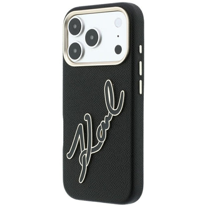 Deksel for Apple iPhone 18 Pro / 17 Pro, Karl Lagerfeld, Smooth Big Resin Signature Logo, Svart