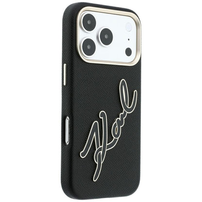 Deksel for Apple iPhone 18 Pro / 17 Pro, Karl Lagerfeld, Smooth Big Resin Signature Logo, Svart
