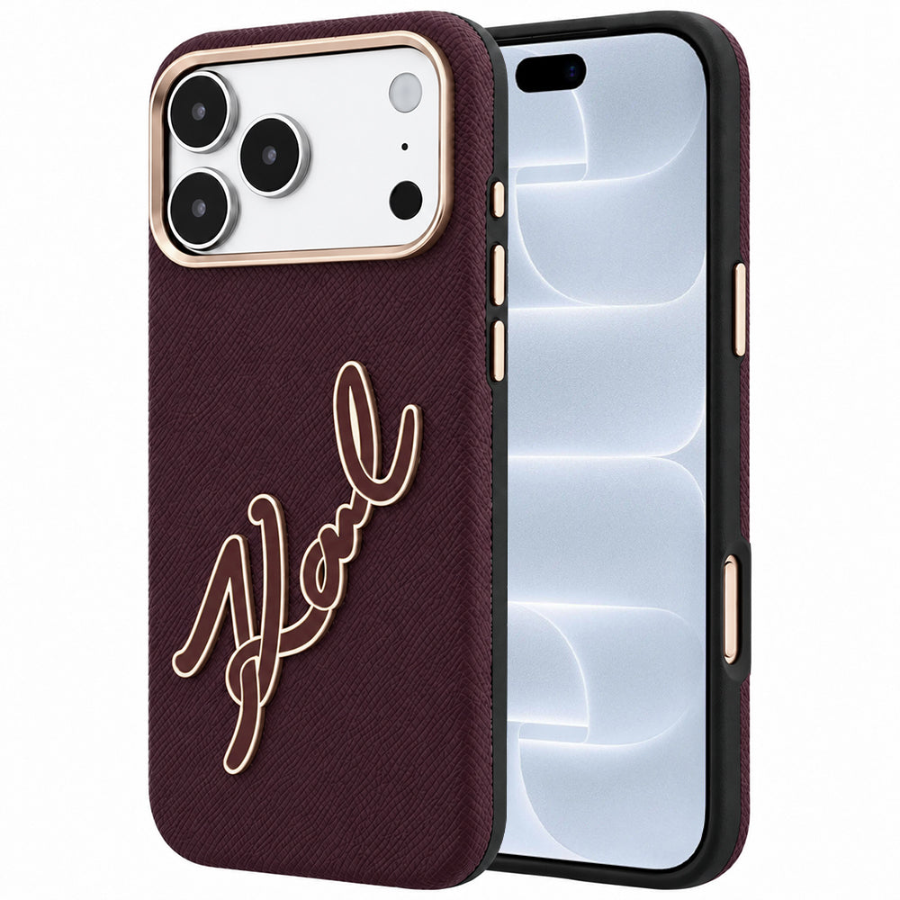 Deksel for Apple iPhone 18 Pro / 17 Pro, Karl Lagerfeld, Smooth Big Resin Signature Logo, Burgunder