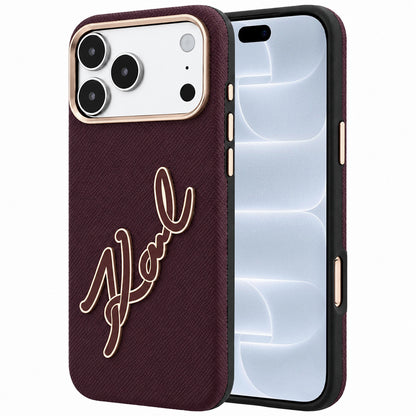 Deksel for Apple iPhone 18 Pro / 17 Pro, Karl Lagerfeld, Smooth Big Resin Signature Logo, Burgunder