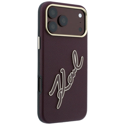 Deksel for Apple iPhone 18 Pro / 17 Pro, Karl Lagerfeld, Smooth Big Resin Signature Logo, Burgunder