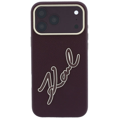 Deksel for Apple iPhone 18 Pro / 17 Pro, Karl Lagerfeld, Smooth Big Resin Signature Logo, Burgunder