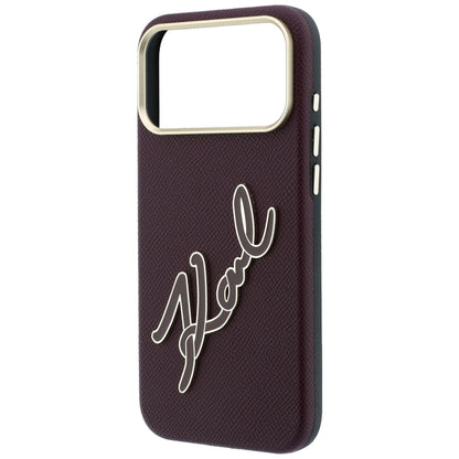 Deksel for Apple iPhone 18 Pro / 17 Pro, Karl Lagerfeld, Smooth Big Resin Signature Logo, Burgunder