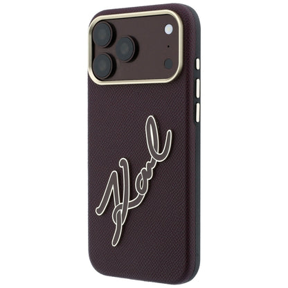Deksel for Apple iPhone 18 Pro / 17 Pro, Karl Lagerfeld, Smooth Big Resin Signature Logo, Burgunder