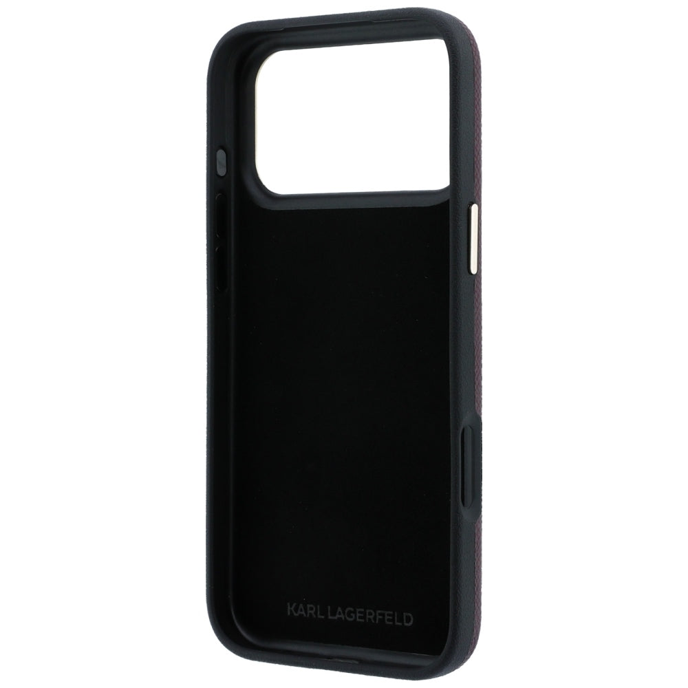Deksel for Apple iPhone 18 Pro / 17 Pro, Karl Lagerfeld, Smooth Big Resin Signature Logo, Burgunder