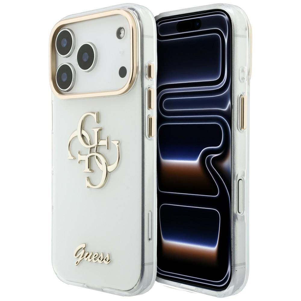 Deksel til Apple iPhone 18 Pro, Guess, IML 4G Metal Script, Hvit