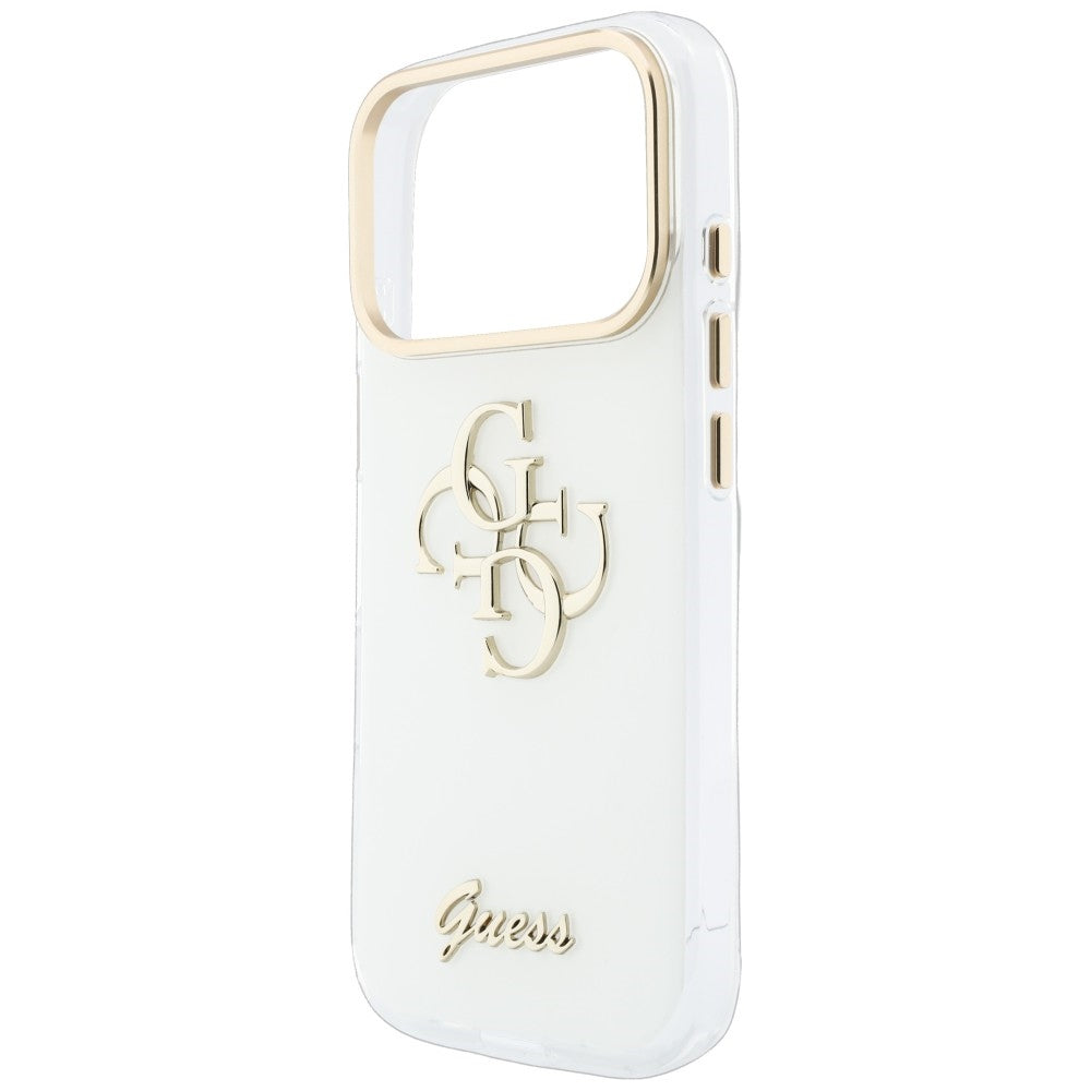 Deksel til Apple iPhone 18 Pro, Guess, IML 4G Metal Script, Hvit