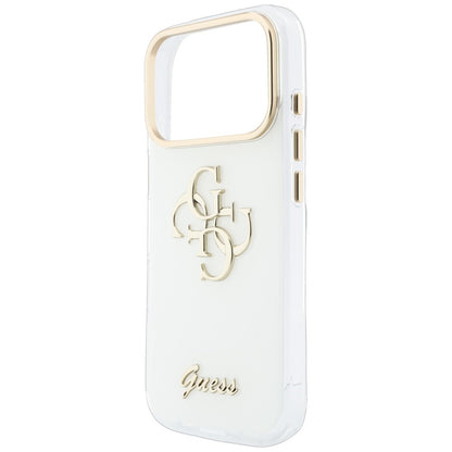 Deksel til Apple iPhone 18 Pro, Guess, IML 4G Metal Script, Hvit