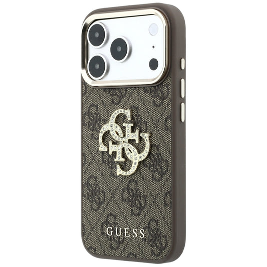 Deksel for Apple iPhone 18 Pro Max / 17 Pro Max, Guess, 4G Big Strass Logo, Brun