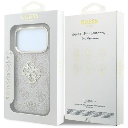 Deksel til Apple iPhone 18 Pro Max / 17 Pro Max, Guess, 4G Big Strass Logo, Rosa