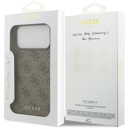 Deksel for Apple iPhone 18 Pro Max / 17 Pro Max, Guess, 4G Classic Logo, Brun