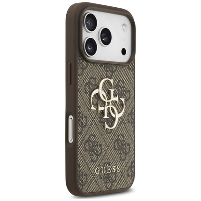 Deksel for Apple iPhone 18 Pro Max / 17 Pro Max, Guess, 4G Classic Logo med stropp, Brun