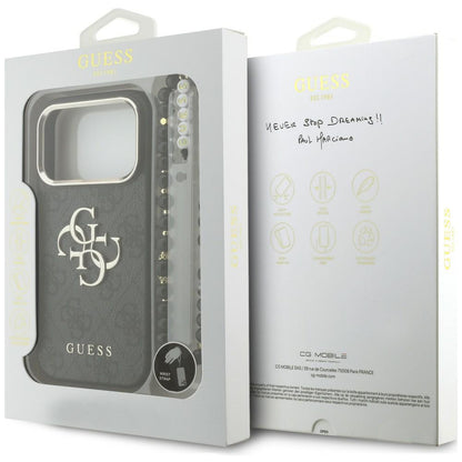 Deksel for Apple iPhone 18 Pro Max / 17 Pro Max, Guess, 4G Classic Logo med stropp, svart og gull