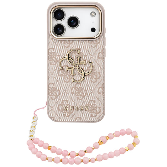Deksel til Apple iPhone 18 Pro Max / 17 Pro Max, Guess, 4G Classic Logo med stropp, Rosa Gull