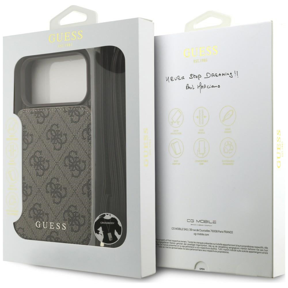 Deksel til Apple iPhone 18 Pro Max / 17 Pro Max, Guess, 4G Crossbody Cardslot, brun