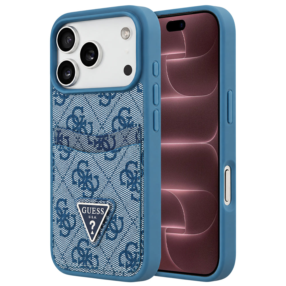 Deksel til Apple iPhone 18 Pro Max / 17 Pro Max, Guess, 4G Double Card Triangle, blå