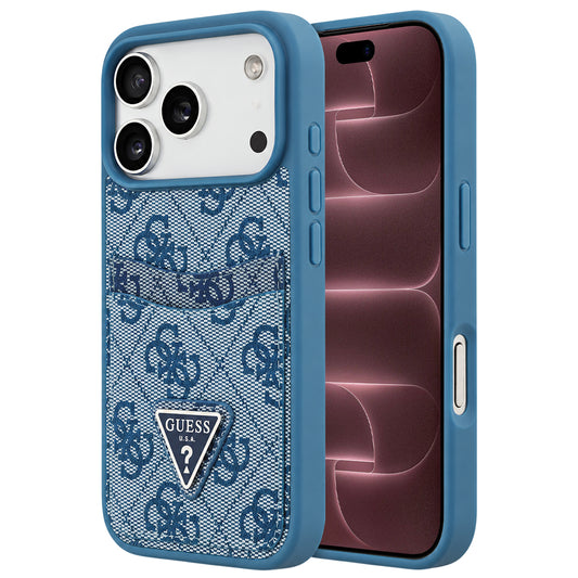Deksel til Apple iPhone 18 Pro Max / 17 Pro Max, Guess, 4G Double Card Triangle, blå