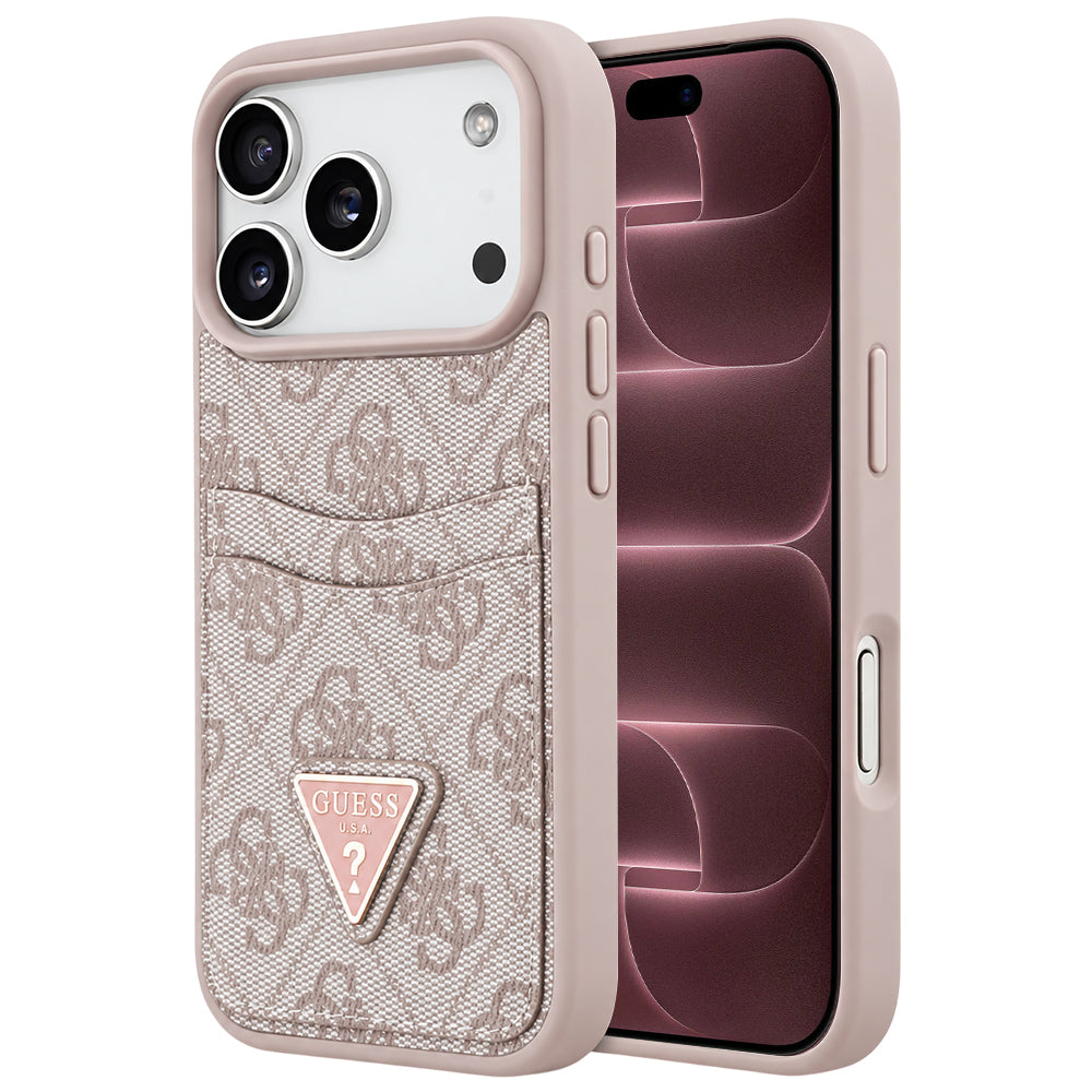 Deksel til Apple iPhone 18 Pro Max / 17 Pro Max, Guess, 4G Double Card Triangle, rosa