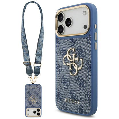 Deksel til Apple iPhone 18 Pro Max / 17 Pro Max, Guess, Big 4G Classic Logo & Big Strap Metal Buttons, blå