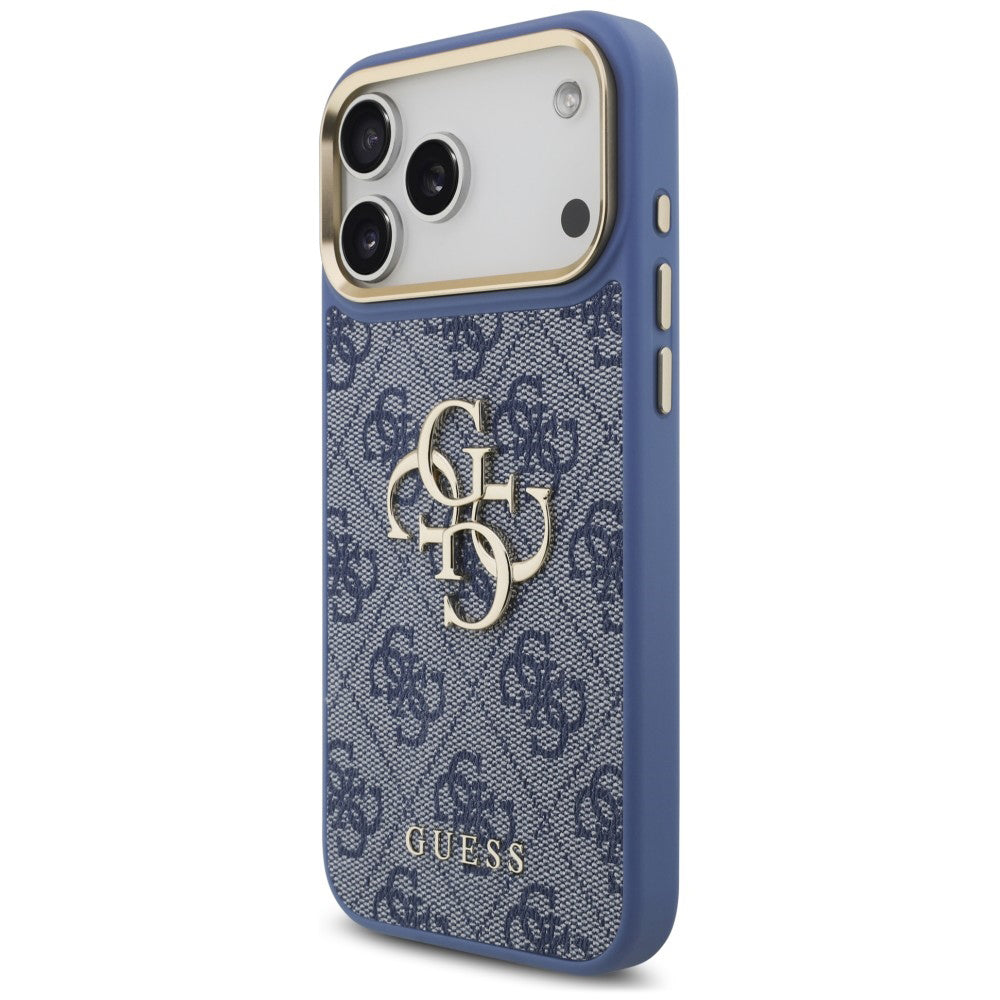 Deksel til Apple iPhone 18 Pro Max / 17 Pro Max, Guess, Big 4G Classic Logo & Big Strap Metal Buttons, blå
