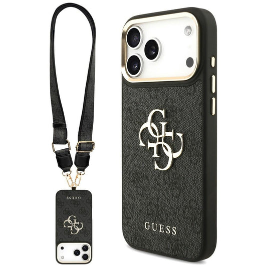 Deksel til Apple iPhone 18 Pro Max / 17 Pro Max, Guess, Big 4G Classic Logo & Big Strap Metal Buttons, svart
