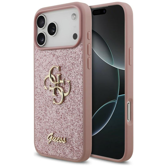 Deksel til Apple iPhone 18 Pro Max / 17 Pro Max, Guess, Fixed Glitter Big 4G, Rosa