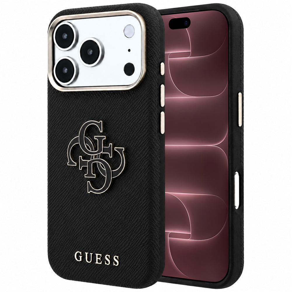 Deksel for Apple iPhone 18 Pro Max / 17 Pro Max, Guess, Kornet stort harpikslogo, svart