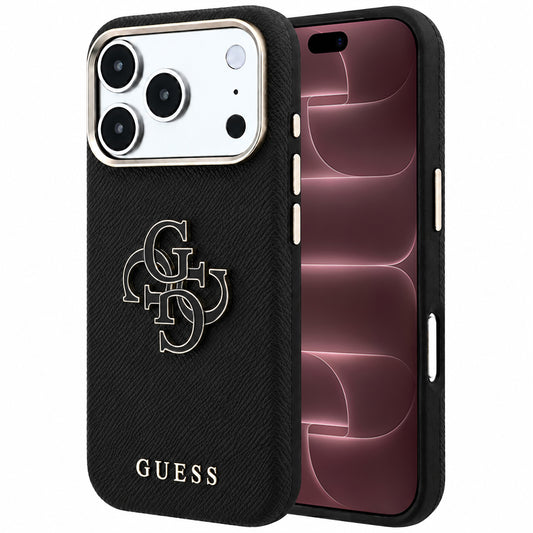 Deksel for Apple iPhone 18 Pro Max / 17 Pro Max, Guess, Kornet stort harpikslogo, svart