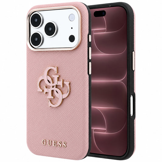 Deksel for Apple iPhone 18 Pro Max / 17 Pro Max, Guess, Kornet stort harpikslogo, rosa