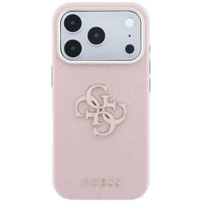 Deksel for Apple iPhone 18 Pro Max / 17 Pro Max, Guess, Kornet stort harpikslogo, rosa