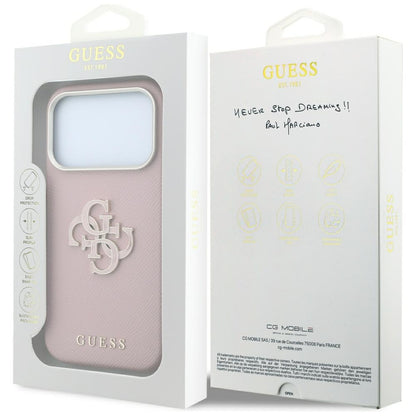Deksel for Apple iPhone 18 Pro Max / 17 Pro Max, Guess, Kornet stort harpikslogo, rosa