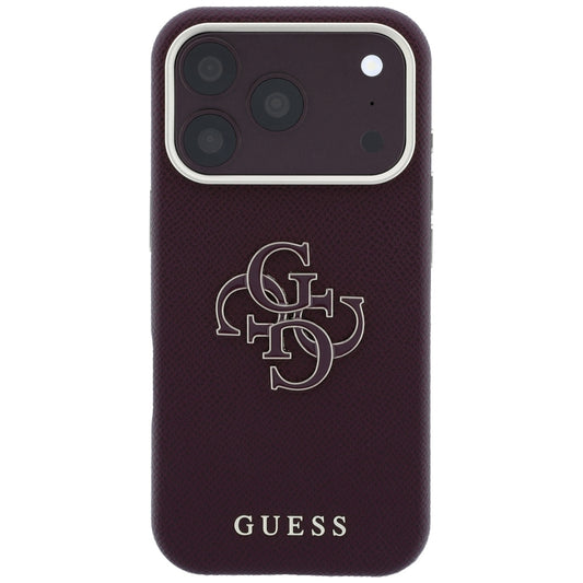Deksel til Apple iPhone 18 Pro Max / 17 Pro Max, Guess, Kornet stort harpikslogo, Burgunder