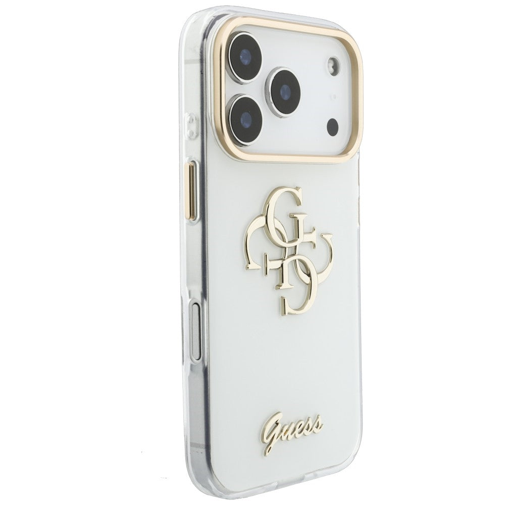 Deksel til Apple iPhone 18 Pro Max / 17 Pro Max, Guess, IML 4G Metal Script, Hvit