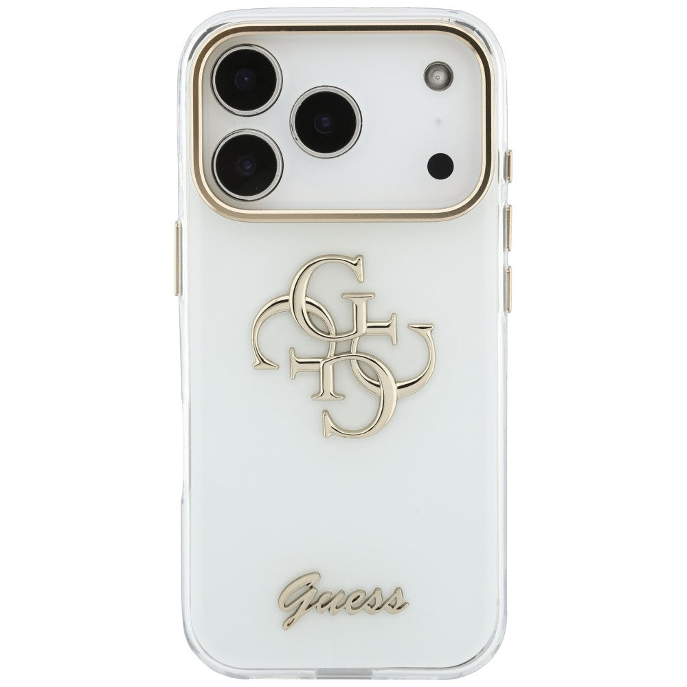 Deksel til Apple iPhone 18 Pro Max / 17 Pro Max, Guess, IML 4G Metal Script, Hvit