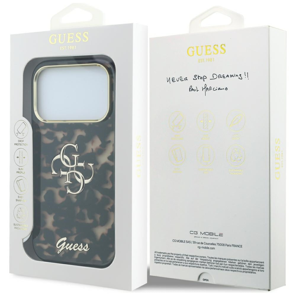 Deksel for Apple iPhone 18 Pro Max / 17 Pro Max, Guess, IML 4G Metal Script, Brun