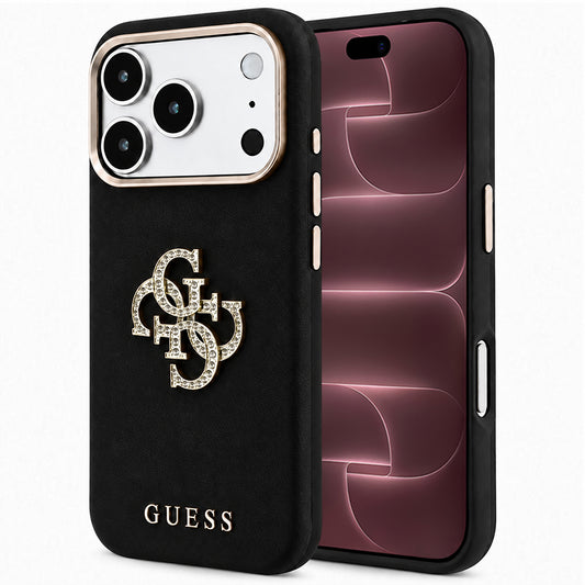 Deksel for Apple iPhone 18 Pro Max / 17 Pro Max, Guess, Smooth Big Strass Logo, Svart