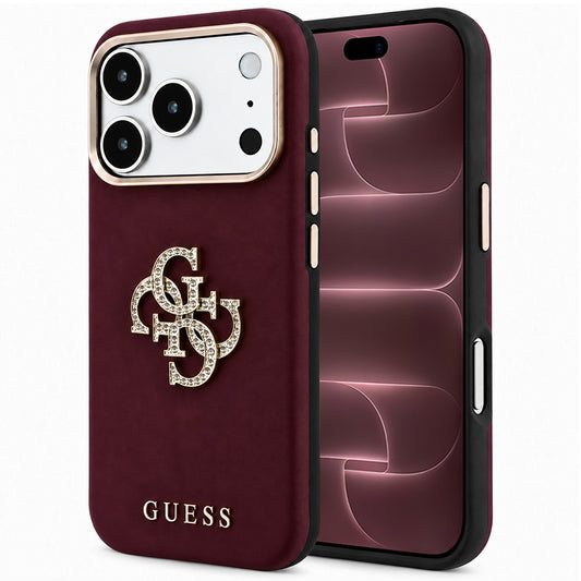 Deksel til Apple iPhone 18 Pro Max / 17 Pro Max, Guess, Smooth Big Strass Logo, Vinrød