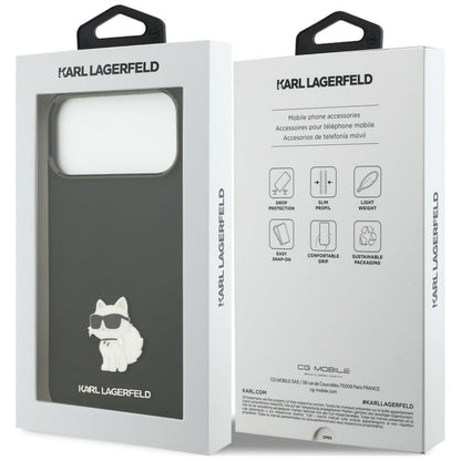 Deksel til Apple iPhone 18 Pro Max / 17 Pro Max, Karl Lagerfeld, Choupette Metal Pin, svart
