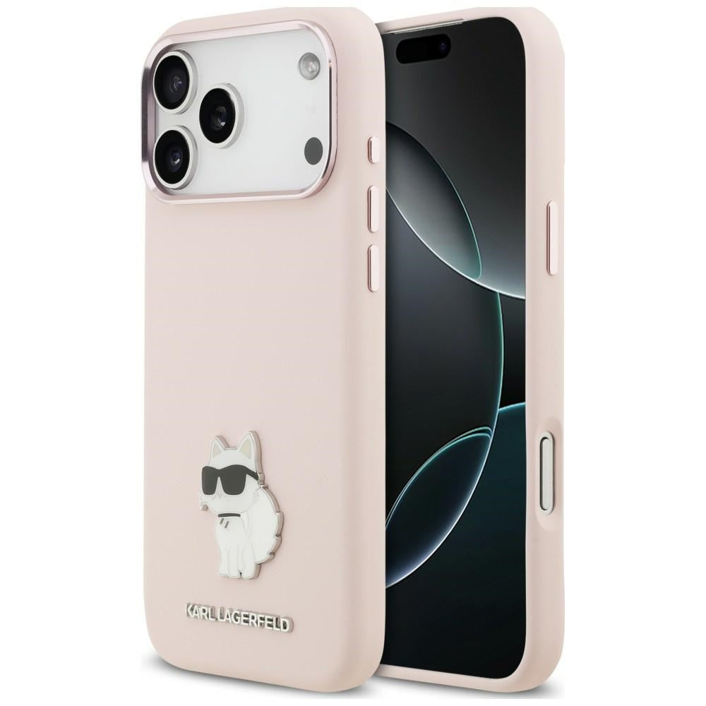 Deksel til Apple iPhone 18 Pro Max / 17 Pro Max, Karl Lagerfeld, Choupette Metal Pin, rosa