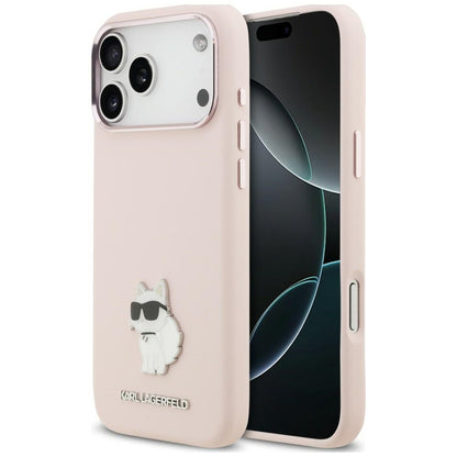 Deksel til Apple iPhone 18 Pro Max / 17 Pro Max, Karl Lagerfeld, Choupette Metal Pin, rosa