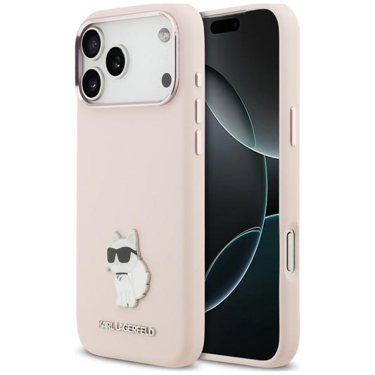 Deksel til Apple iPhone 18 Pro Max / 17 Pro Max, Karl Lagerfeld, Choupette Metal Pin, rosa