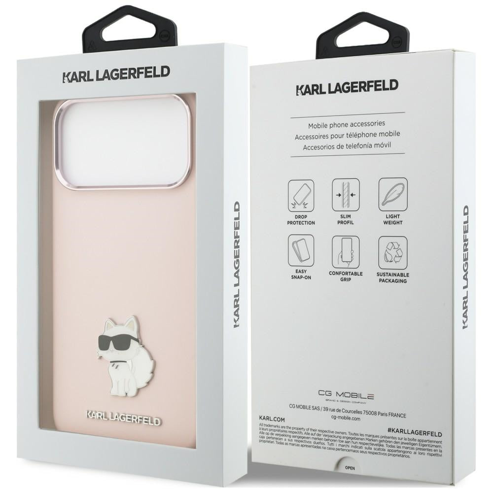 Deksel til Apple iPhone 18 Pro Max / 17 Pro Max, Karl Lagerfeld, Choupette Metal Pin, rosa