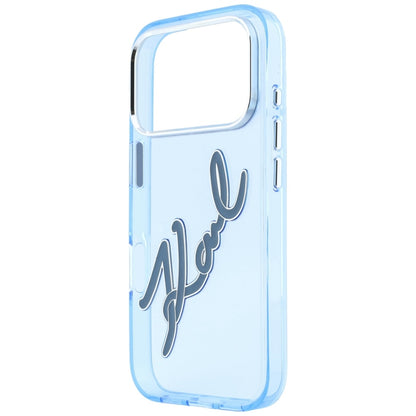 Deksel for Apple iPhone 18 Pro Max / 17 Pro Max, Karl Lagerfeld, IML Big Signature Resin Logo Metallramme, Blå