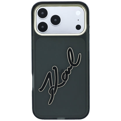 Deksel for Apple iPhone 18 Pro Max / 17 Pro Max, Karl Lagerfeld, IML Big Signature Resin Logo Metallramme, Svart